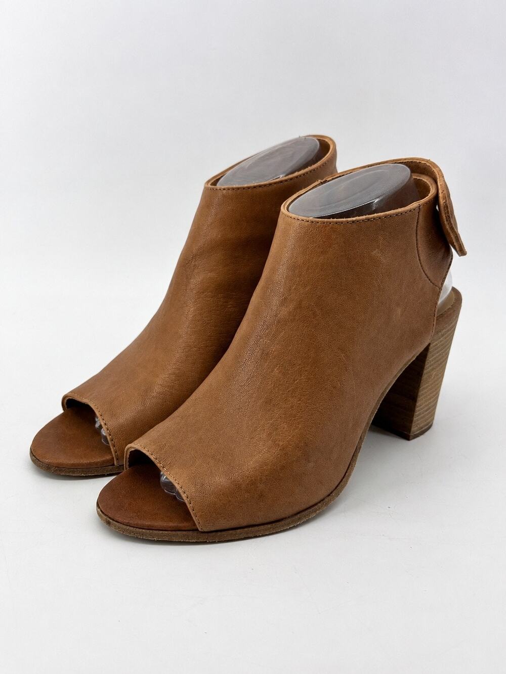Steven Womens US 7 Nonstp Peep-Toe Open Toe Bootie Size 37 Tan Leather
